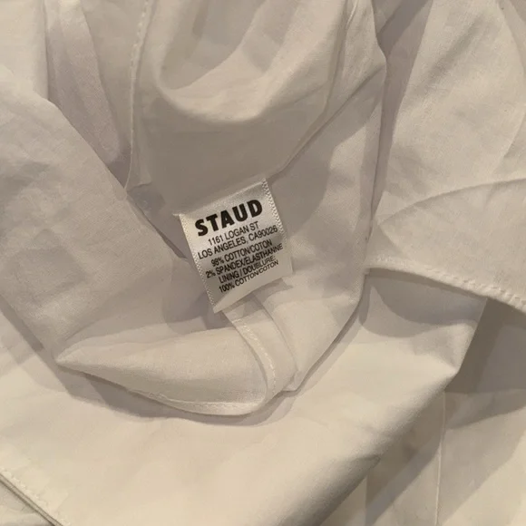 NWOT STAUD Landry Shoulder-Tie Smocked Cotton Maxi White Dress sz M - Picture 11 of 12